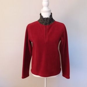Eddie Bauer Birch Valley Red Fleece Turtleneck Top